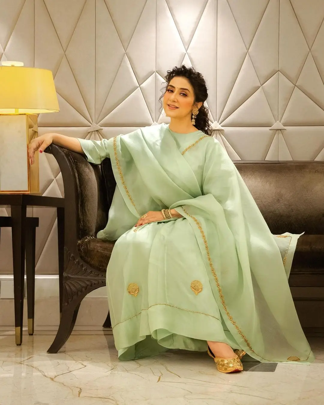 Bollywood Actress Manisha Koirala Stills in Green Dress